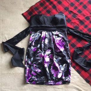 Floral Strapless Cocktail Dress